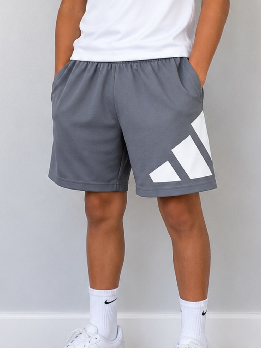 adidas Athletic Shorts with White Logo Panel